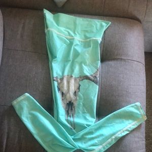 Teeki deer head long green leggings size S